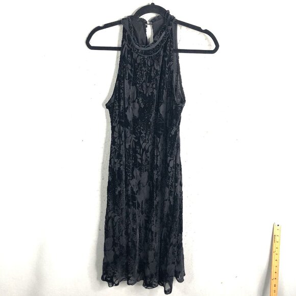 Vintage Lily Dress Womens Large Black Velvet Burnout Whimsigoth Halter Fairy - Picture 1 of 16